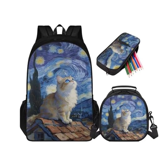 Starry Night Themed Kids Backpack Set