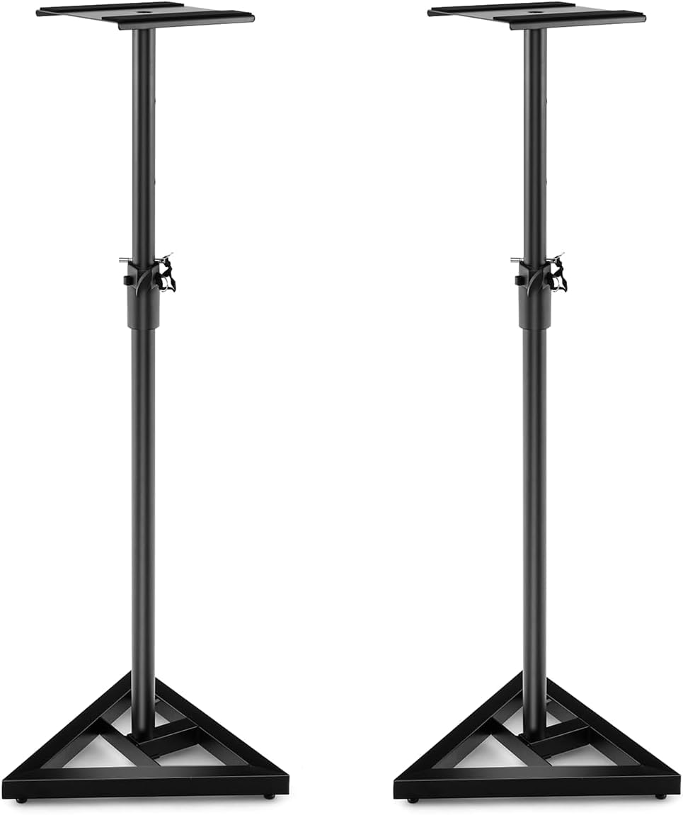 SOARS Support Enceint, Lot de 2 Pieds Enceintes avec Pied Triangulaire, Réglable en Hauteur de 97 à 157 CM, Stable en Acier, Charge Maximale 50 kg, pour Maison, Bureau, Club, Mariage, Noir