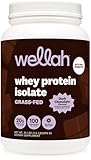 Wellah Grass-Fed Whey Protein Isolate Powder (Dark Chocolate) 30 Servings - with Prebiotics, Enzymes & Probiotics, 20g of Protein, 100 Calories, Naturally Sweetened
