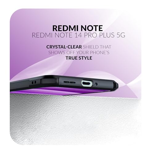 Image of Back Cover Case + Screen Protector for Redmi Note 14 Pro Plus 5G | Transparent & Black Mobile Phone Back Case Cover for Redmi Note14 Pro Plus 5G | Camera Protection | TPU & PC Black Case