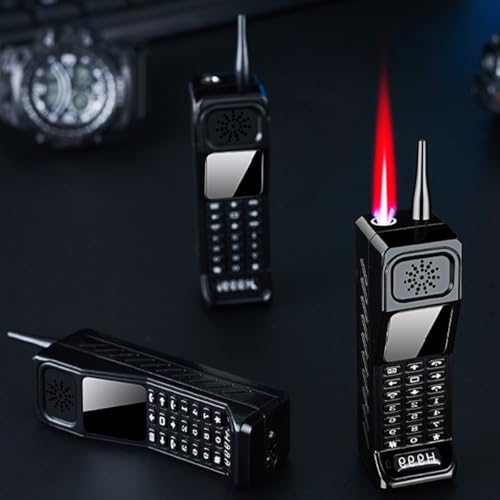 Encendedor Vintage estilo teléfono negro retro a butano miniatura 4