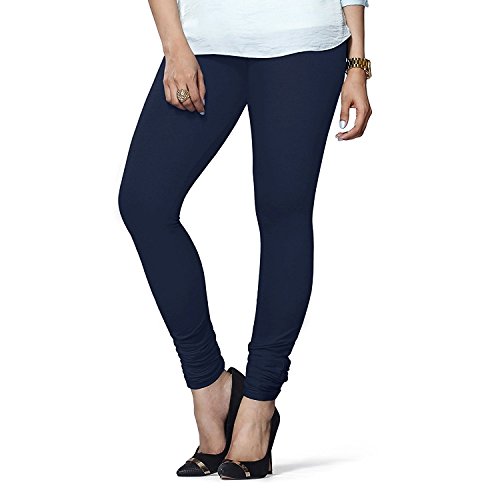 ladyline Womens Cotton Stretch Churidar Leggings | Extra Long Full Length High Waisted |Regular & Plus Size | Daily Wear Yoga Pants (FS Navy Blue)