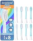 demirdental Kids Toothbrush Heads Compatible with Philips Sonicare Kids Toothbrush Heads - Replacement Heads Sensitive - Brush Heads from Ages 7 to 10 - Turquoise - Replaces HX6048-8 Pack
