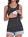 Sosolism Women's Maternity Nursing Vest Loose Breastfeeding Top,Dark Grey,L