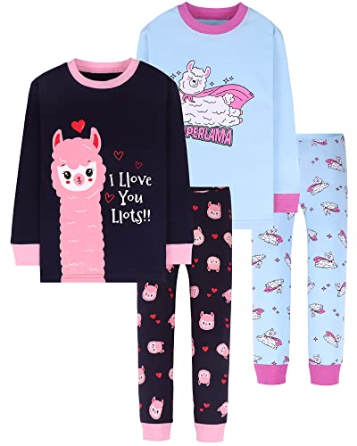 Girls 4-Piece Cotton Pajama Sets (18m-12y)