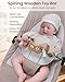 TinlyFinly Baby Bouncer Toy Bar Wooden Compatible with Baby Bjorn Bouncer, Bouncer Toy Attachment, Tight and Secure Fit, So Fun to Watch, Touch and Spin for Babies All Ages (Wood Color Owl)