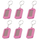 MODOAO 6 Pack Solar Keychain Flashlights, No Battery Needed, Press to Light - Instantly Recharge in Sun or Indoor Light for Emergency, Power Outage, Nighttime Safety, Finding Keys (Pink)