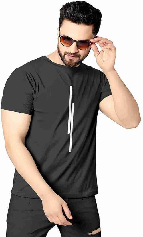 Image of Pack of 2 Men Tshirt, Half Sleeves, Round Neck, Fabric Polyester, 11 Line Theme, Light Weight, Comfortable T-Shirt for Men