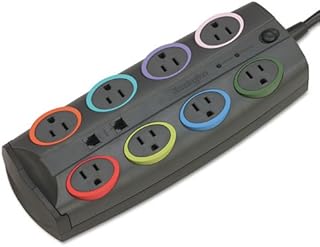 Kensington SmartSockets Color-Coded Eight-Outlet Adapter Model Surge Protector - SmartSockets Prem Color-Coded Adaptr Surge Protctr, 8 Outlets, 8ft Cord
