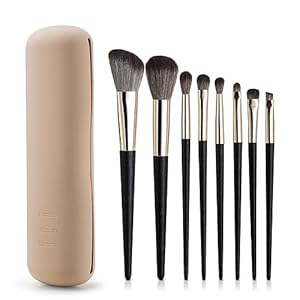 FERYES Large Travel Makeup Brush Holder with 8 Pcs Makeup Brushes Set, Makeup Tools for Travel