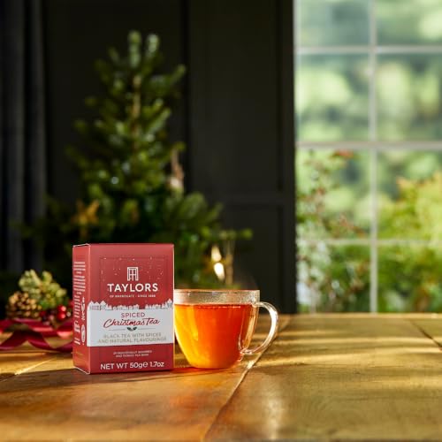 Image of Taylors of Harrogate Spiced Christmas, Holiday Black Tea, Individually Wrapped Bags, 20 Count (Pack of 6), Deep, Festive and Spiced, Caffeinated, Enjoy Hot or Iced, 120 Teabags