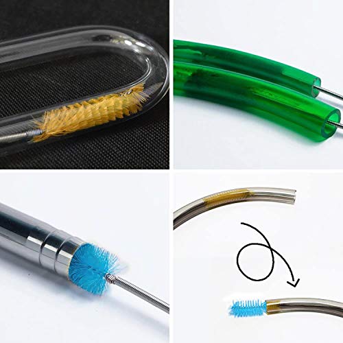 Flexible Drain Brush,Nylon Cleaner Double Ended Elastic Hose Pipe 67-inch and 2 PCS 8.2-inch Straw Cleaning Brush