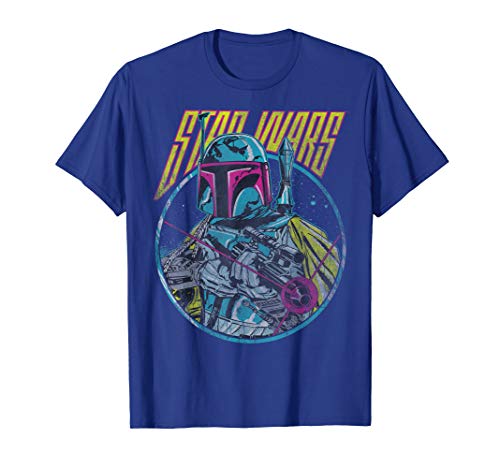 T-shirt Star Wars Boba Fett Neon Blaster vintage en coton imprimé