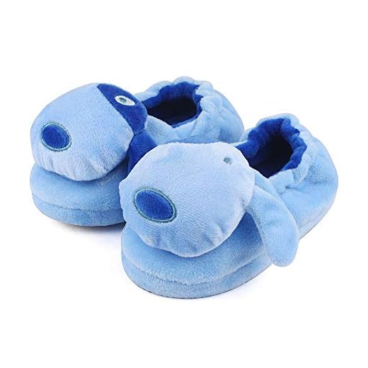 Lacofia Zapatillas de Peluche de casa de Perro para niña o niño Pantuflas Antideslizantes de Invierno Azul 22/23