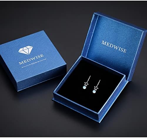 Moonstone Dangle Drop Earrings 925 Sterling Silver Moonstone Star Moon Hoop Leverback Earrings Hypoallergenic Jewelry Gifts for Women Girls