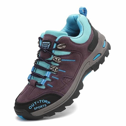 Sobzia wasserdichte Schuhe Damen,Wanderschuhe Damen Wasserdicht Breite Füße Halbschuhe Trekkingschuhe Leichte Outdoor Schuhe Bergschuhe rutschfeste Turnschuhe Laufschuhe (Lila,40)
