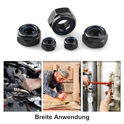 ORTAVA M5 Edelstahl Muttern - Sechskantmuttern DIN 985, 30 Stück Sicherungsmuttern A2 V2A, Selbstsichernde Stoppmuttern Set (Schwarz)