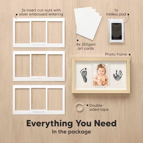 Inkless Hand and Footprint Kit, Boy Girl Newborn Keepsake (Ash Wood)