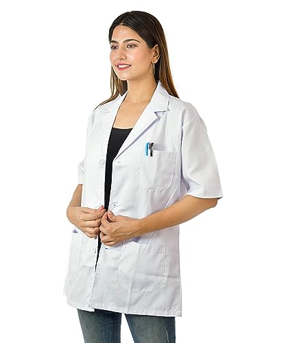 Image of Presents Unisex Cotton Half Sleeves Doctor Coat With Three Pockets (Pack Of 1)