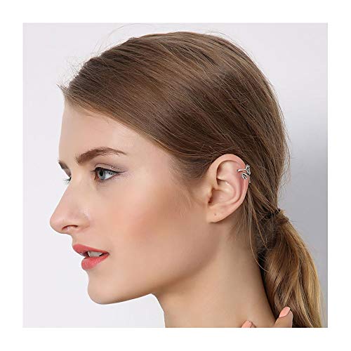 1 Pcs 925 Sterling Silver Frog Earrings Cuff Ear No Piercing Clip Ear Cute Animal Auricle Wrap Earring Women Men Punk Gothic Jewelry Gift (Style1-Silver Frog) #TOP3