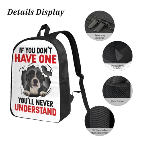 Pitbull Dog If You Dont Have One Youll Never Understand 3 Pcs Backpack Combo - Stylish Rucksack, Thermal Lunch Tote & Zipper Pen Case, Multi-Purpose Carry Set For Work & Outings 5