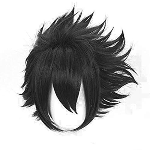 maysuwell Anime Game Black Men Wigs Short Straight Wig with Bangs Adult COS Wig Halloween,Christmas,Carnivals,Party