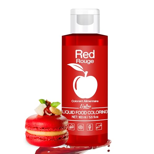 Food Coloring - Vivid Food Coloring for Baking, Cake Decorating, Cookie, Fondant, Macaron - Liquid Tasteless Food Color Dye for Airbrush, DIY Slime Making and Crafts - 6 fl.oz - 160ml (Red)