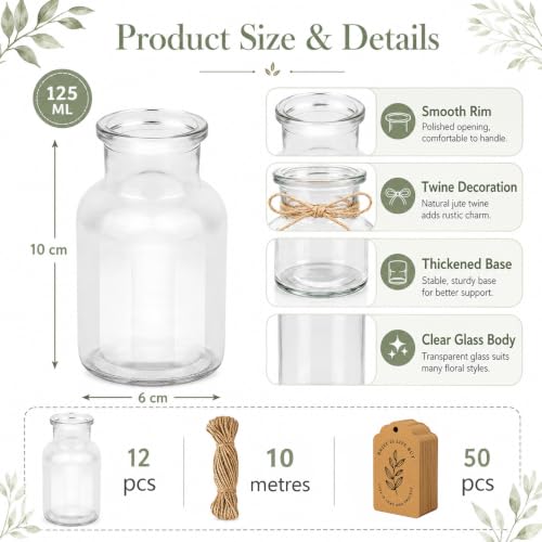 12 jarrones pequeños de 125 ml con colgante para evitar caídas de plantas 3
