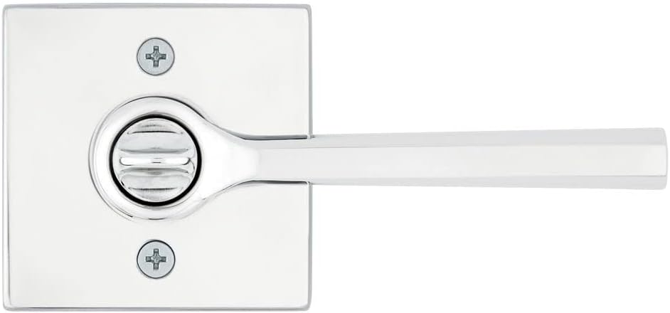 Kwikset Lisbon Entry Door Handle with Lock and Key, Secure Keyed Reversible Lever Exterior, Doorlock, For Front Entrance and Bedrooms, Polished Chrome, Pick Resistant Smartkey Rekey Security