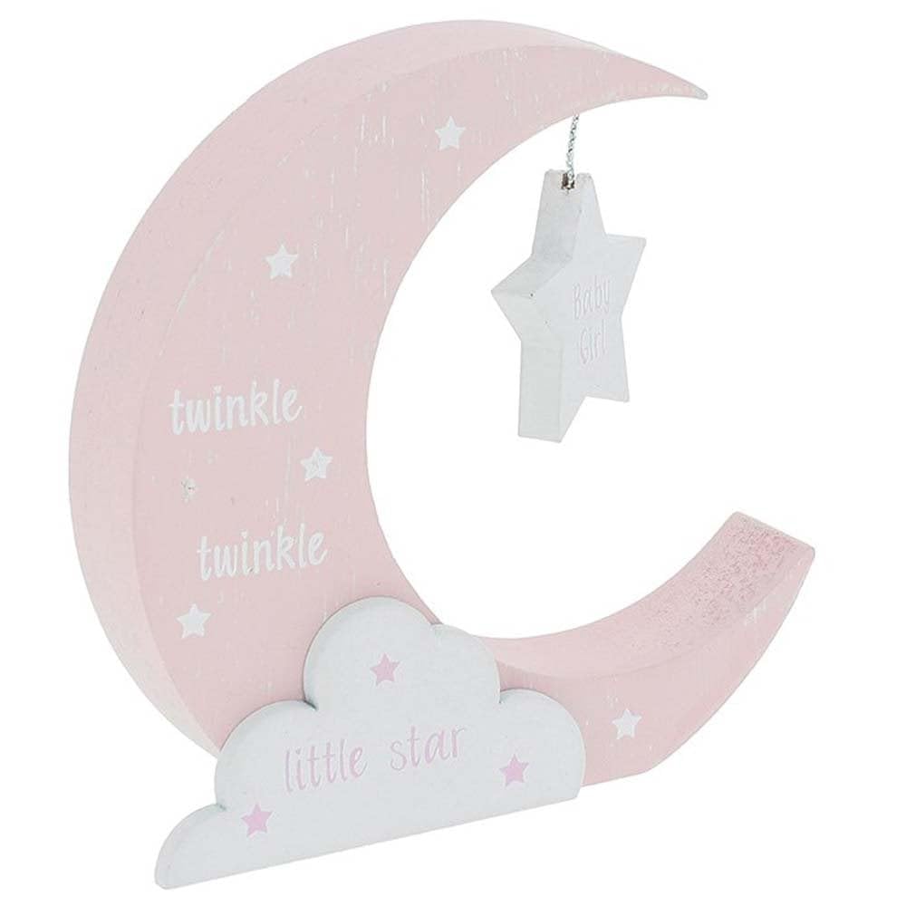 Shudehill Giftware Baby Girl Moonlight Standing Plaque Shelf 335284