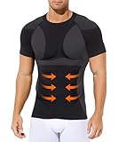 Casey Kevin Homme Compression T-Shirt, Shapewear Contrôle du Ventre Sport Top, Maillot de Corps Compression pour Perdre du Poids Ventre Plat Homme, XL