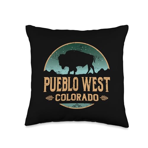 Pueblo West Colorado CO Buffalo Bison Throw Pillow