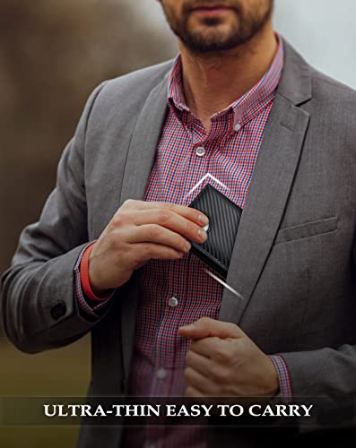 Image of Swallowmall AirTag Wallet Mens RFID Blocking Genuine Leather Bifold Men's Wallet For air tag with 2 ID Window 11 Card Holders Vertical BlackStripe(Airtag Not included)