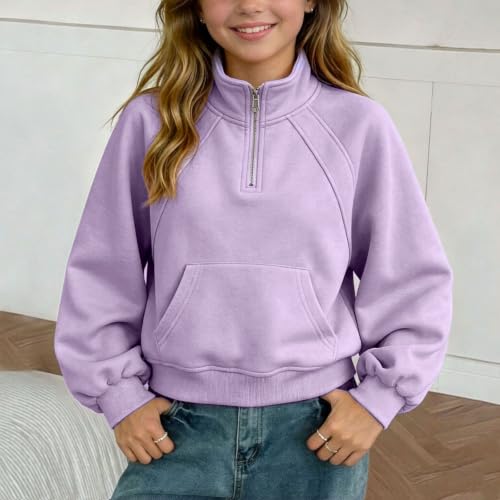 Toddler Sweatshirt Half Zip Pullover Long Sleeve Jacket with Pocket | Oversized Drop Shoulder Fleece Pullover Soft Comfy Top forSchool Lounge Outdoor Daily Wear Fall Winter - image 2
