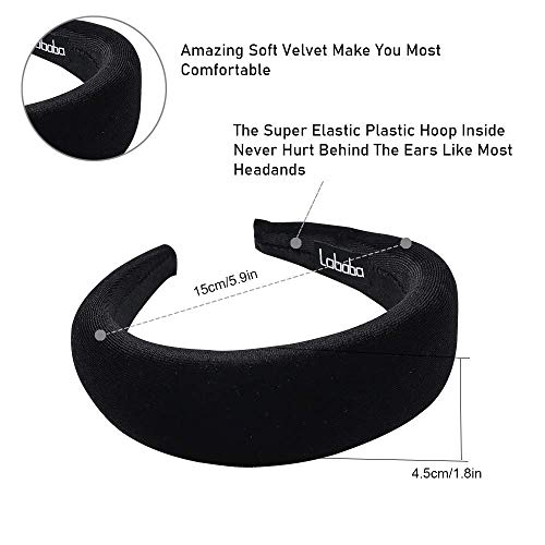 Headbands For Women Head Bands - Hair Accessories Velvet Padded Cute Beauty Fashion Hairbands Girls Vintage Head Hair Bands Boho Wide Band (Black) #TOP1