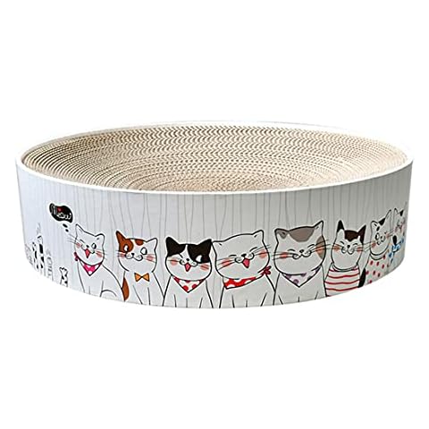 PetPhindU Cat Scratching Pad Corrugated Cardboard Cat Scratcher Durable Round Grinding Pad for Fat Large Cat Scratching Lounge Bed Recycle Board for Furniture Protection Cat Scratcher Bed Cover