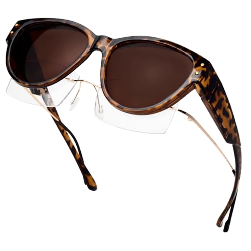 Face Shadow Polarized Sunglasses Fit Over Glasses Cat Eye Sunglasses for Women to Go Over Glasses UV Protection Lightweight