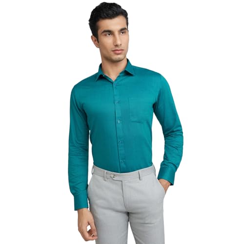 Image of Park Avenue Men Pure Cotton Slim Fit Structure Pattern Semi Cutaway Collar Formal Shirt
