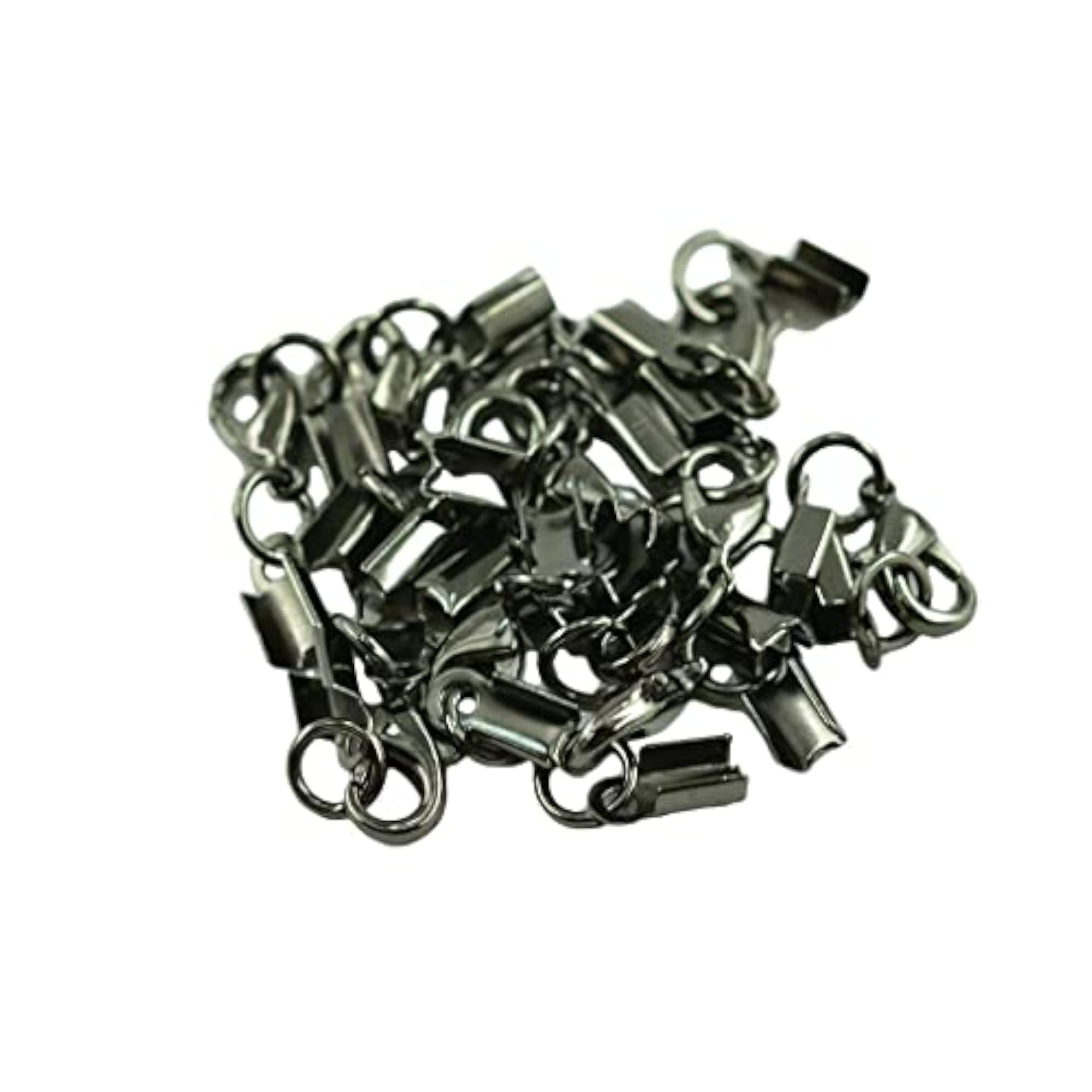 12 Pieces Lobster Claw Clasp Leather Crimp Clip Ends Set Jet Black