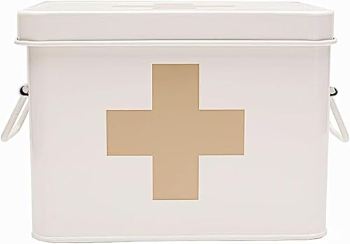 Miniatura 9 de Lassos Boutique Caja de primeros auxilios esmaltada retro para almacenamiento de medicamentos y decoración del hogar con tapa y bandeja extraíble