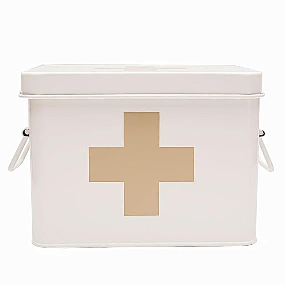 Lassos Boutique Retro Enameled First Aid Box for Medicine Storage