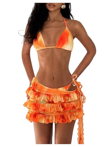 Maillot de bain 3 pièces pour femme et jupe tie dye pour beach club