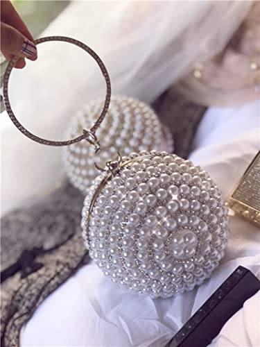 Yedaoiu Frauen Perle Rundkugel schillernden Kristall Abend Handtaschen Strass Tassel Griff Geldbeutel Hochzeitsfeier Schulterhandtaschen,Silber Cover