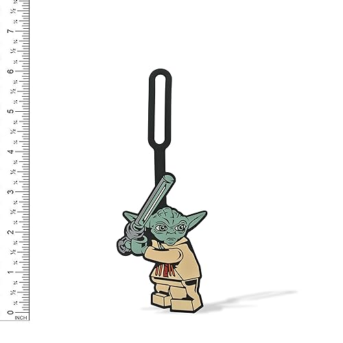 Lego Star Wars Silicone Luggage Tag - Yoda (52222) writable Surface on Back for ID Identification, Measures 6.5 inches Long, for Travel, Suitcase, Backpack