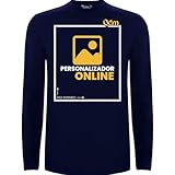 Camiseta Personalizable · Hombre · Manga Larga · 100% Algodón · Impresión Directa (DTG) Impresión · ¡No es un Vinilo Impreso! Se Imprime Directamente sobre el Tejido! (Marino, XL)