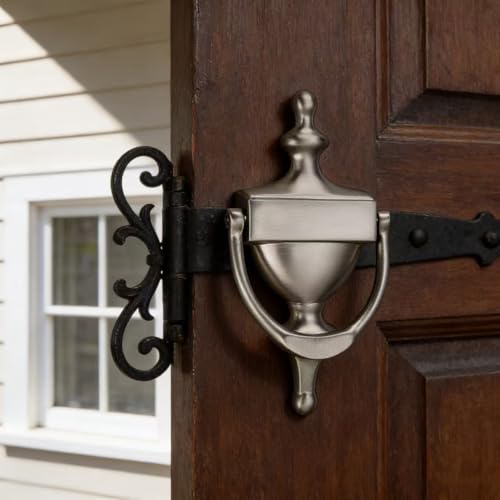 khtumeware Solid Brass Door Knocker, Victorian Rope Type, 7”,Brushed Satin Nickel, 1 Pack