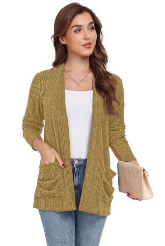 Image of GRECERELLE Womens Long Sleeve Lightweight Open Front V-Neck Casual Cardigan Sweaters Outerwear with Pockets 2025, S-2XL