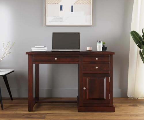 Image of Solid Sheesham Wooden Study Table & Desk with Drawer for Office and Home | Computer Laptop Table | Reading & Writing Desk | Laptop Desk (Walnut B)