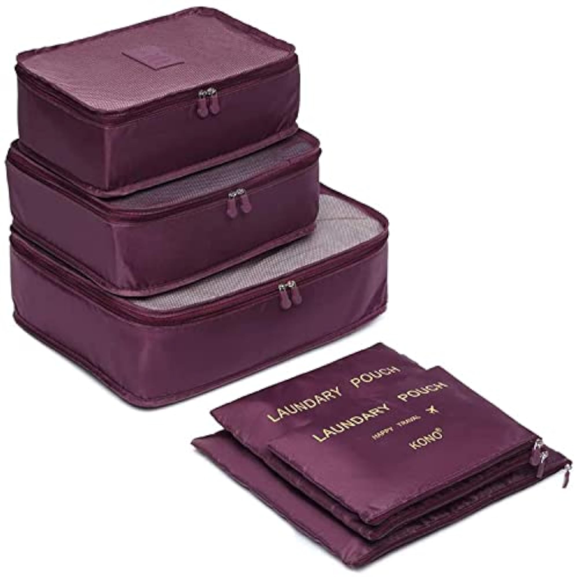 Travel Packing Cubes Set of 6, Mesh Design with Pouches