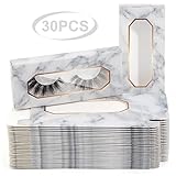 MAGEFY 30 Pieces Eyelashes Packaging Box, Empty Eyelash Boxes Lash Box Packaging Marble Paper Eyelash Storage Box Soft Paper Lash Case